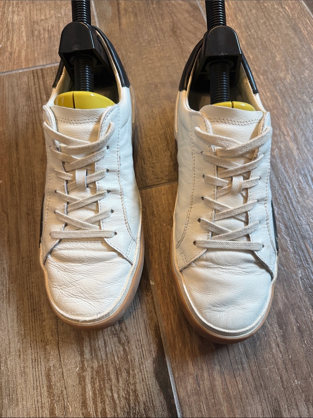 Dolce Vita White Leather Low-Top Sneakers with Gum Outsole